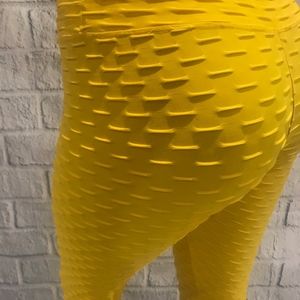 Brazilian High Waisted Texture Leggings-Yellow